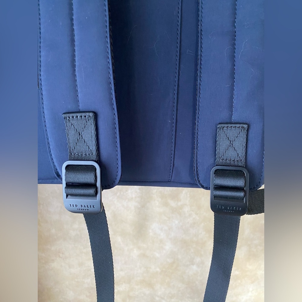 Ted Baker London Navy Blue Roll-Top Backpack NWT OSFM Adjustable - Picture 4 of 11